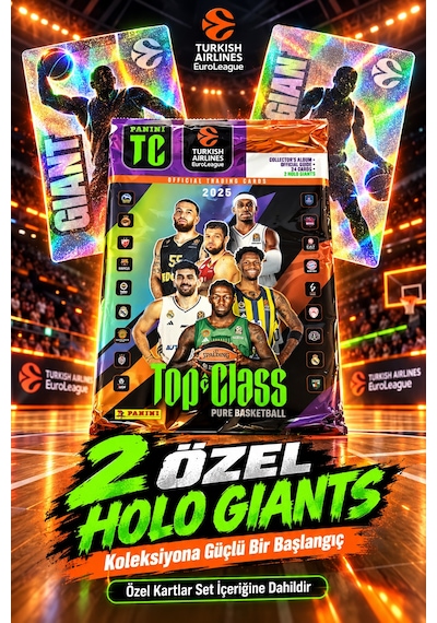 Panini Top Class 2025 Euroleague Dergi Koleksiyon Albümü Rehber 24 Kart + 2 Holo Giants