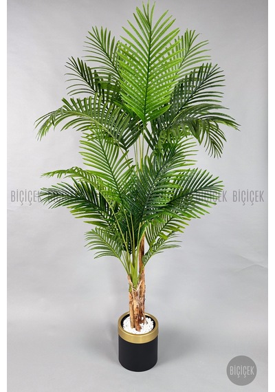 Biçiçek Yapay Areka Palmi̇yesi̇ 220 Cm Si̇yah Gold Metal Saksıda