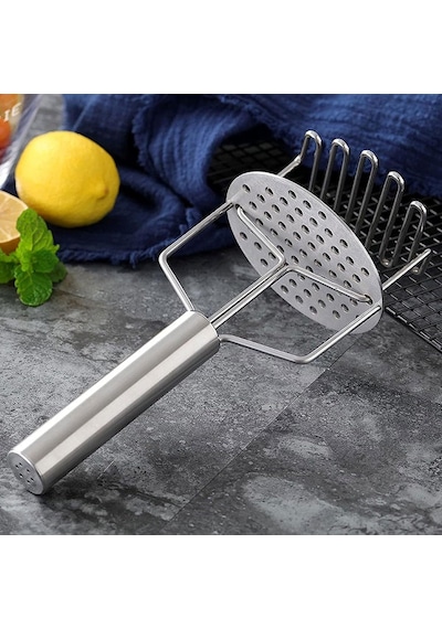 Mallart Paslanmaz Çelik Yaylı Patates Ezici - 24,5 Cm Patates Presi / Ergonomik Saplı Sebze Ezme Aleti / Manuel Pü