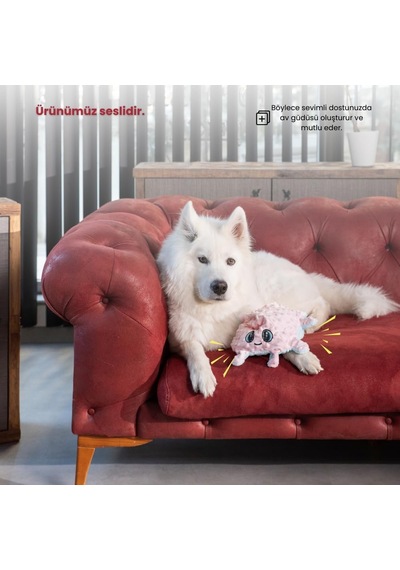 Proud Wave Ahtapot Köpek Oyuncağı Peluş Zilli Vikvikli Çift Taraflı Çekiştirme Oyuncağı Pembe-sarı