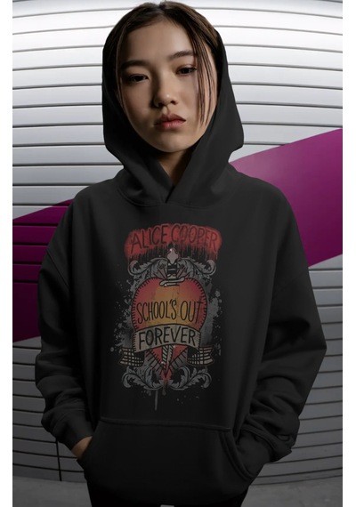 Sevbano Alice Cooper Rock Metal Şarkıcı Sırt Baskılı Unisex Oversize Prem Siyah