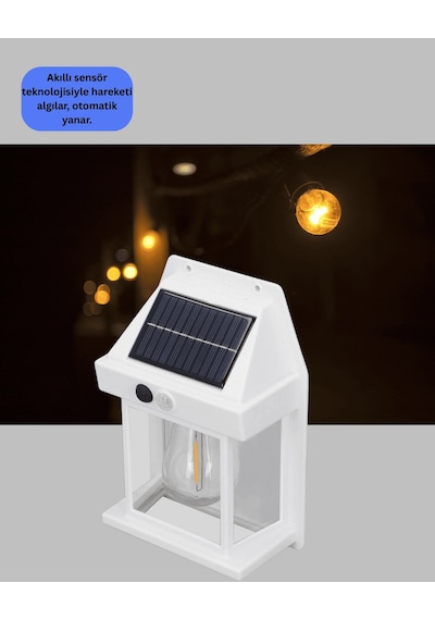 Hareket Sensörlü Güneş Enerjili Duvar Lambası, 1800 Mah, 8 Saat Çok Renkli