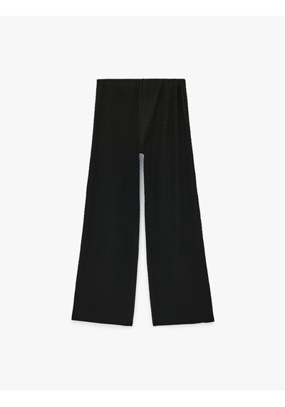 Koton Bürümcük Kumaş Düz Bol Paça Pantolon Siyah 6sak40105ek
