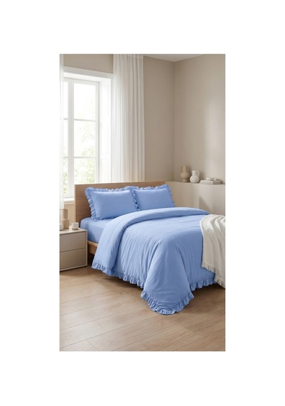 4 Parça Lastikli Çarşaflı Pamuklu Kumaş Fırfırlı Çift Kişilik Nevresim Takımı Mavi Canlı Mavi - 725706345 Canlı Mavi 4 Parça Lastikli Çarşaflı Pamuklu Kumaş Fırfırlı Çift Kişilik Nevresim Takımı Mavi Canlı Mavi - 725706345 Canlı Mavi
