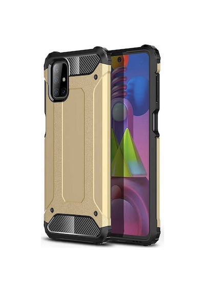 Kilifone - Samsung Uyumlu Galaxy M51 - Kılıf Çift Katman Zırh Tank Crash Military Kapak - Gold