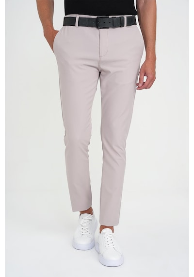 Efor Slim Fit Yan Cepli Esnek Düz Koyu Vizon Pamuk Pantolon P 1197 Vizon