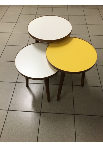 3.lü Zigon Sehpa SARI- EKRU (KREM) 18mm 1.sınıf Mdf Lam Tabla