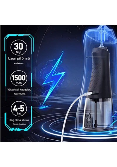 Ağız Duşu Şarjlı 320 Ml Su Hazneli 4 Modlu Su Geçirmez Taşınabilir Oral Irrigator 5 Başlıklı Derin Temizlik Type-c