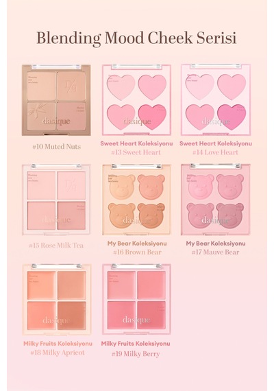 Dasique Karıştırılabilir Renklere Sahip 4 Lü Allık Paleti Blending Mood Cheek 02 Cool Blending 02 Cool Blending