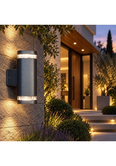Gala Duo Modern Cam Detaylı Çift Yönlü Led Duvar Apliği 80x120x210 Mm Ip65 Alüminyum Dış Mekan Bahçe Balkon Teras Cephe Aydınlatması 3000k Diğer