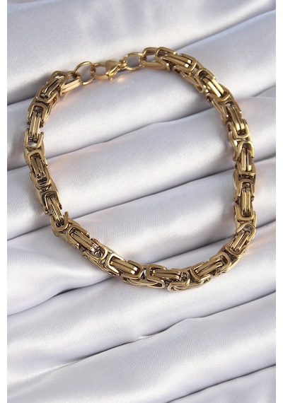 316l Çelik Gold Renk Kral Zincir Model Erkek Bileklik Altın