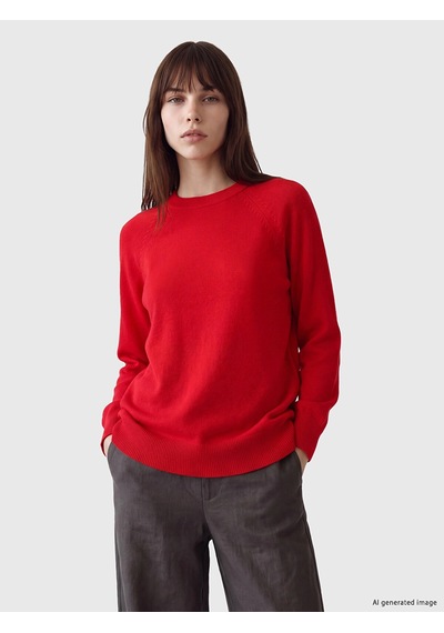 LC Waikiki Lcw Modest Kırmızı Bisiklet Yaka Kadın Triko Tunik Red