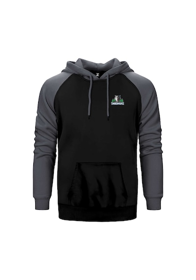 Timberwolves Logo Gri Renk Reglan Kol Kapşonlu Sweatshirt Gri