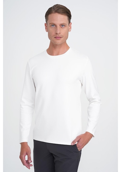 Efor Comfort Fit Bisiklet Yaka Uzun Kol Casual Ekru Tişört Ts 892 Ekru