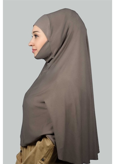 Altobeh Hazır Türban Peçeli Pratik Eşarp Tesettür Nikaplı Hijab - Namaz Örtüsü Sufle 3xl - Koyu Vizon Koyu Vizon