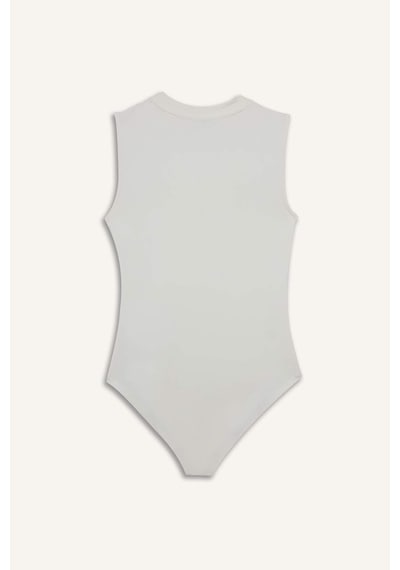 Defacto Slim Fit Dar Kesim Yarım Balıkçı Yaka Kolsuz Çıtçıtlı Body F9794ax25hser105 Ekru