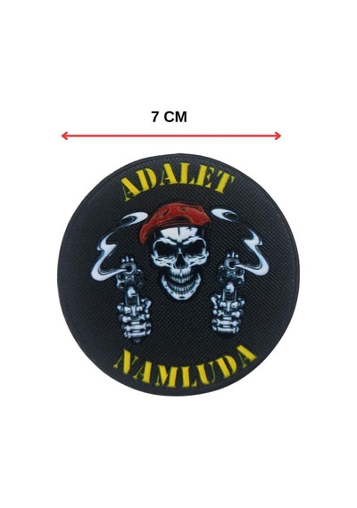 Single Sword Adalet Namluda Kuru Kafalı Kabartmalı Plastik Cırtlı Arma Patch 9.5 Cm Diğer