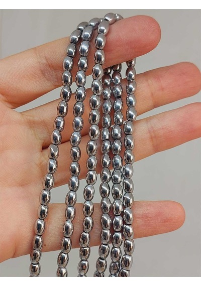 Bileklik Boy Hematit Taşı Arpa Kesim Yarım Dizi 4 5.5mm 49640 18cm Uzunluğundadır Çok Renkli