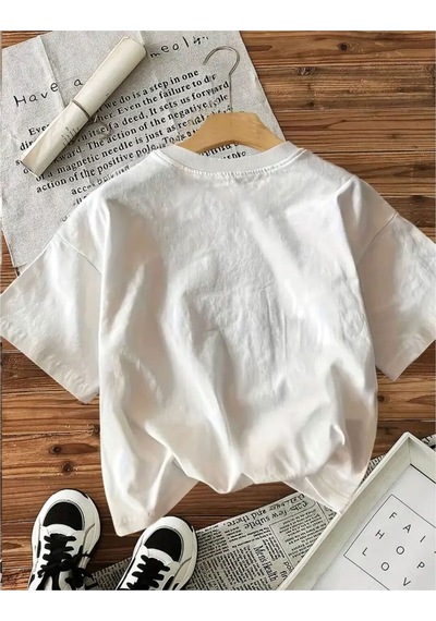 Uyguntarz Unisex Vişne Baskılı Tasarım Tshirt Beyaz