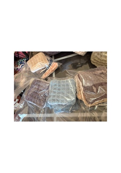 Fermuarlı Waffle Makyaj Temizleme Çantası + 2'li Yıkanabilir %100 Pamuk Ped Seti Bordo