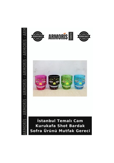 İstanbul Temalı Cam Kurukafa Shot Bardak Sofra Ürünü Mutfak Gereci