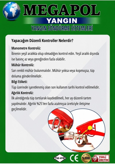 6 Kg Kkt Tozlu Yangın Söndürme Cihazı, Tüp Levhaları Ve Askı Parası, Yangın Söndürme Cihazı,