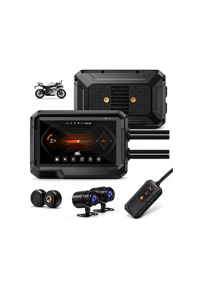 Glr T10 Motosiklet Kamera Kayıt Cihazı - Kablosuz Carplay & Android Auto, Dual Kamera, Gps Ve Tpms D
