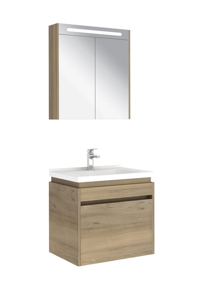 Kale Idea 2.0 65 Cm Tek Çekmeceli Set Pasifik A Lavabo Dolabı + Aynalı Dolap Ceviz