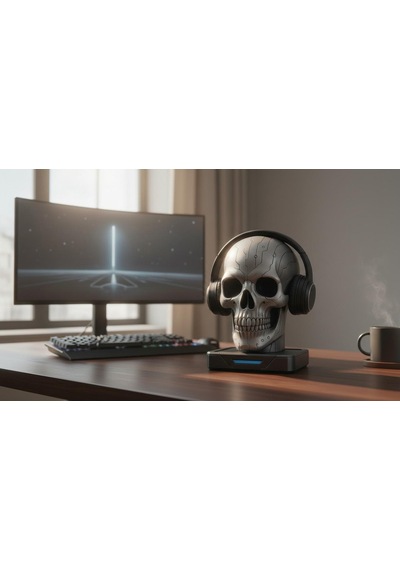 Happy3dworld Kafatası Kulaklık Standı, 3d Baskı Gotik Gaming Masaüstü Dekor