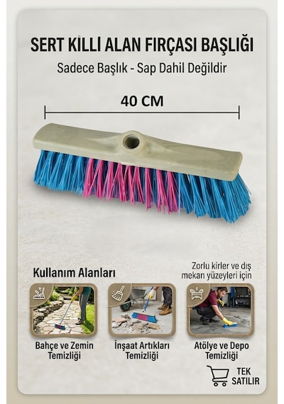 40 Cm Sert Kıllı Alan Fırçası Yer Fırçası Zemin Temizlik Fırçası Sap Hariç