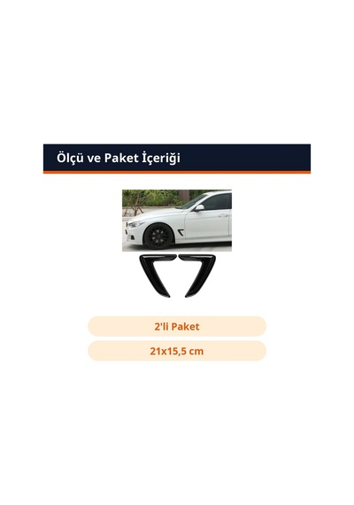 Trobus Çamurluk Havalandırma Venti Bmw Tipi Kısa 2'li 21x15,5 Cm Parlak Siyah