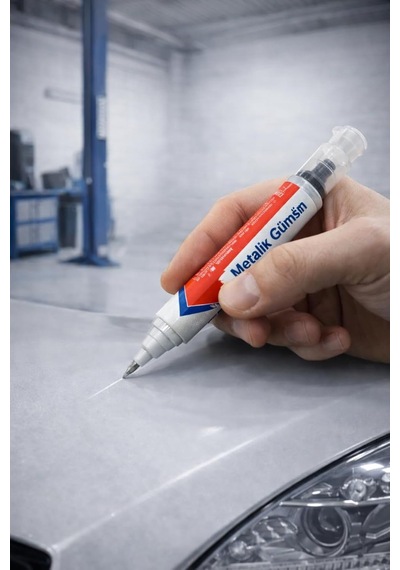 Gri Oto Rötuş Boya Kalemi 5 Ml Metalik Renkli Araç Çizik Kapatıcı Siyah