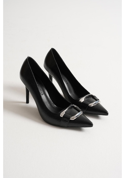 Corine Kadın Siyah Metal Aksesuarlı Sivri Burun Yüksek İnce Topuklu Ayakkabı Stiletto 9 Cm Siyah Corine Kadın Siyah Metal Aksesuarlı Sivri Burun Yüksek İnce Topuklu Ayakkabı Stiletto 9 Cm Siyah