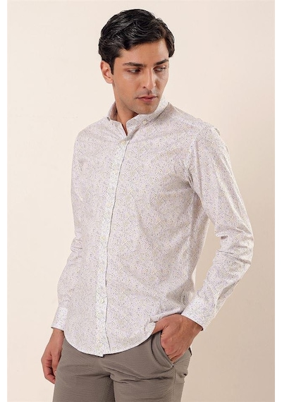 İmza Sarı Uzun Kollu Baskılı Cepsiz Pamuklu Likralı Casual Slim Fit Dar Kesim Gömlek 1004230136-sarı Sarı İmza Sarı Uzun Kollu Baskılı Cepsiz Pamuklu Likralı Casual Slim Fit Dar Kesim Gömlek 1004230136-sarı Sarı