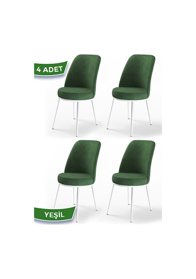 Canisa Concept Dexa Serisi Yeşil Renk 4 Adet Sandalye, Renk Yeşil, Ayaklar Beyaz Yeşil