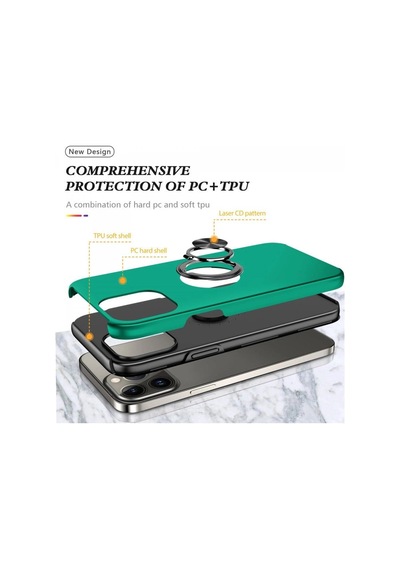 Apple İphone 13 Pro Max Kılıf Elit Yüzüklü Kapak - Yeşil