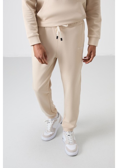 Tommy Life Bej Pamuklu Kalın Yumuşak Dokulu Comfort Fit Nakışlı Erkek Eşofman Takım - 85255 Bej