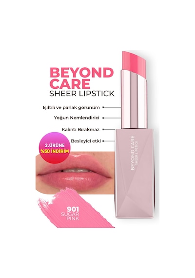 Alix Avien Beyond Care Sheer Lipstick 901 Sugar Pink Yoğun Nemlendirici Besleyici Etki Parlak Ruj