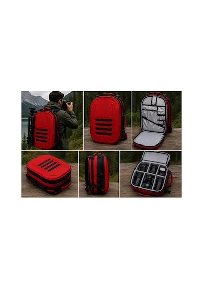 Att Photo Bag Kırmızı Fotoğrafçılık Ve Kamera Ekipman Çantası Laptop, Dslr, Lens Ve Tripod Uyumlu