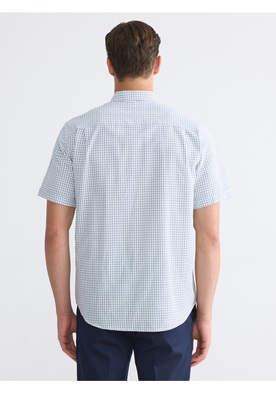 Lcwaıkıkı Classic İndigo Regular Fit Ekose Poplin Erkek Gömlek