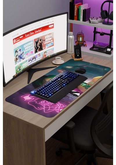 Cyberpunk 2077 Kaymaz Dikişli Kauçuk Oyuncu Mousepad V2 - 90x40 Xxl Gaming Mouse Pad Fare Altlığı