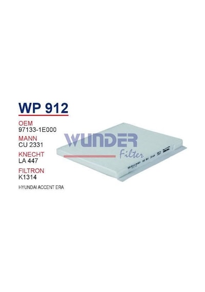 WUNDER WP912 Polen Filtresi Accent Era 07-11 I30 Elentra Cu2331