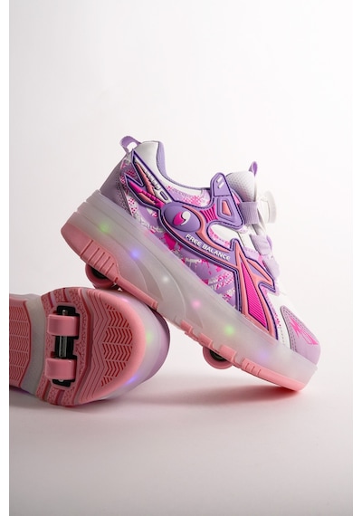 Muggo Pato Çocuk Işıklı Patenli Tekerlekli Sneaker Spor Ayakkabı Mor