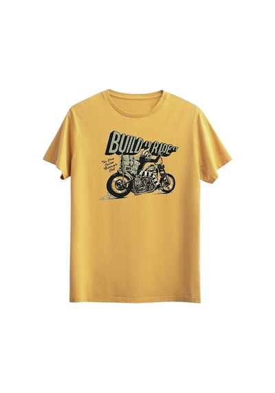 The Crow Erkek Rider Baskılı T-shirt Tc7059 Hardal