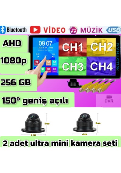 Dokunmatik Dvr Ekran 2 Adet 1080p Ahd 150'' Ultra Mini Kamera