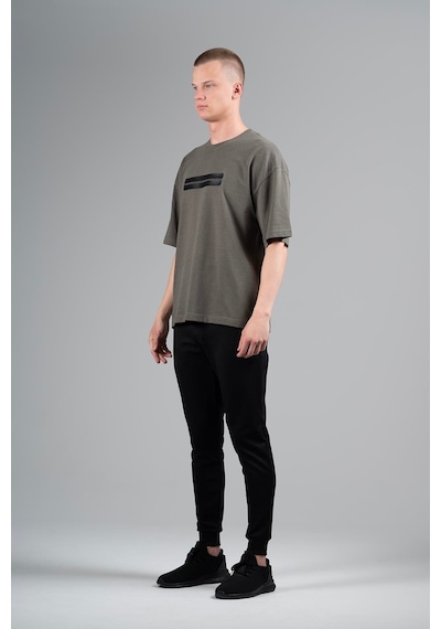 Maraton Sportswear Oversize Erkek Bisiklet Yaka Kısa Kol Basic Haki T-shirt 22749-haki