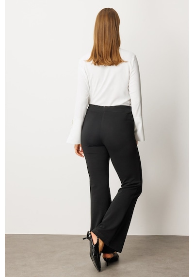 On Fashion İnce Fitilli İspanyol Tayt Pantolon siyah