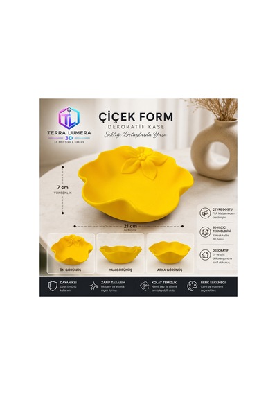 Çiçek Form Dekoratif Kase 21x21 Cm