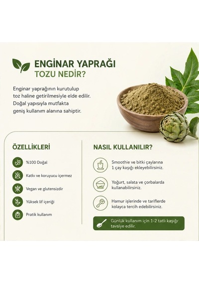 Enginar Yaprağı Tozu - 3 Kg