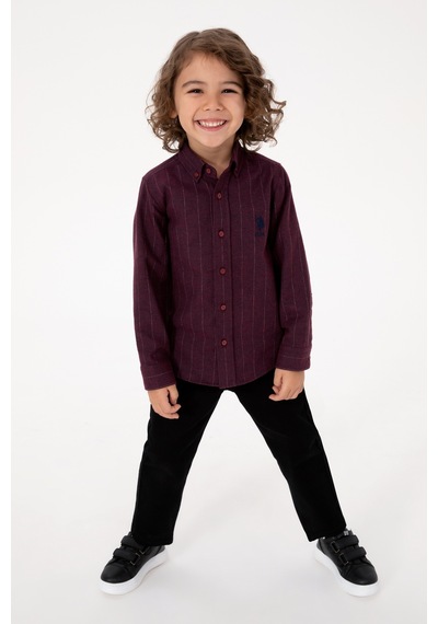U.S. Polo Assn. Erkek Çocuk Bordo Gömlek Desenli 50316670-vr014